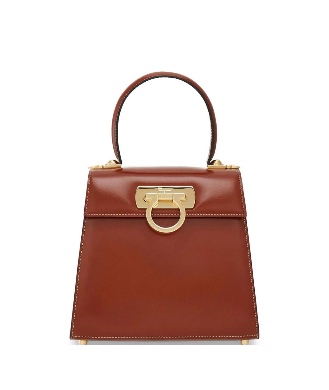FERRAGAMO Коричневая кожаная сумка с короткими ручками, фото 1