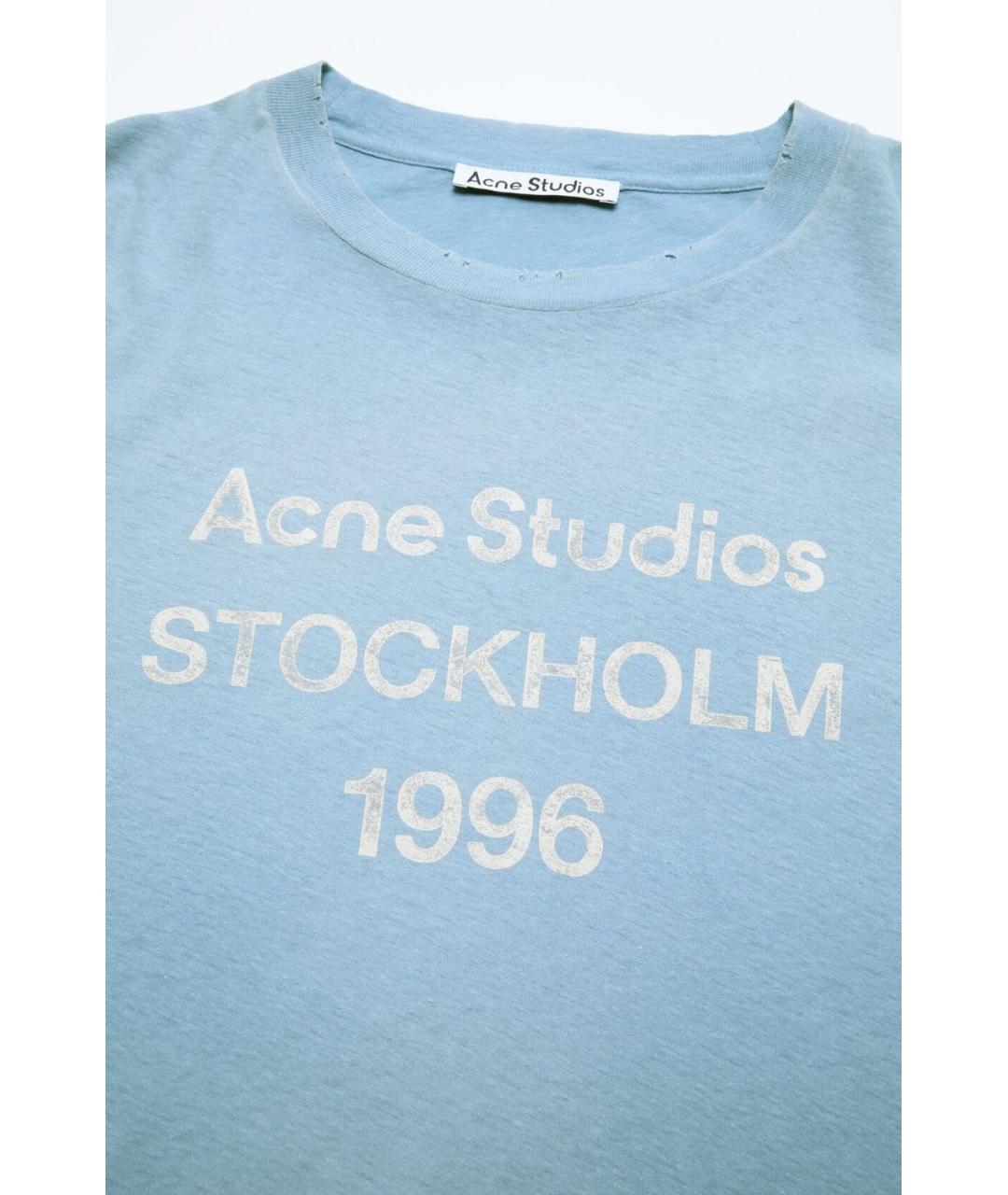 ACNE STUDIOS Голубая хлопковая футболка, фото 2