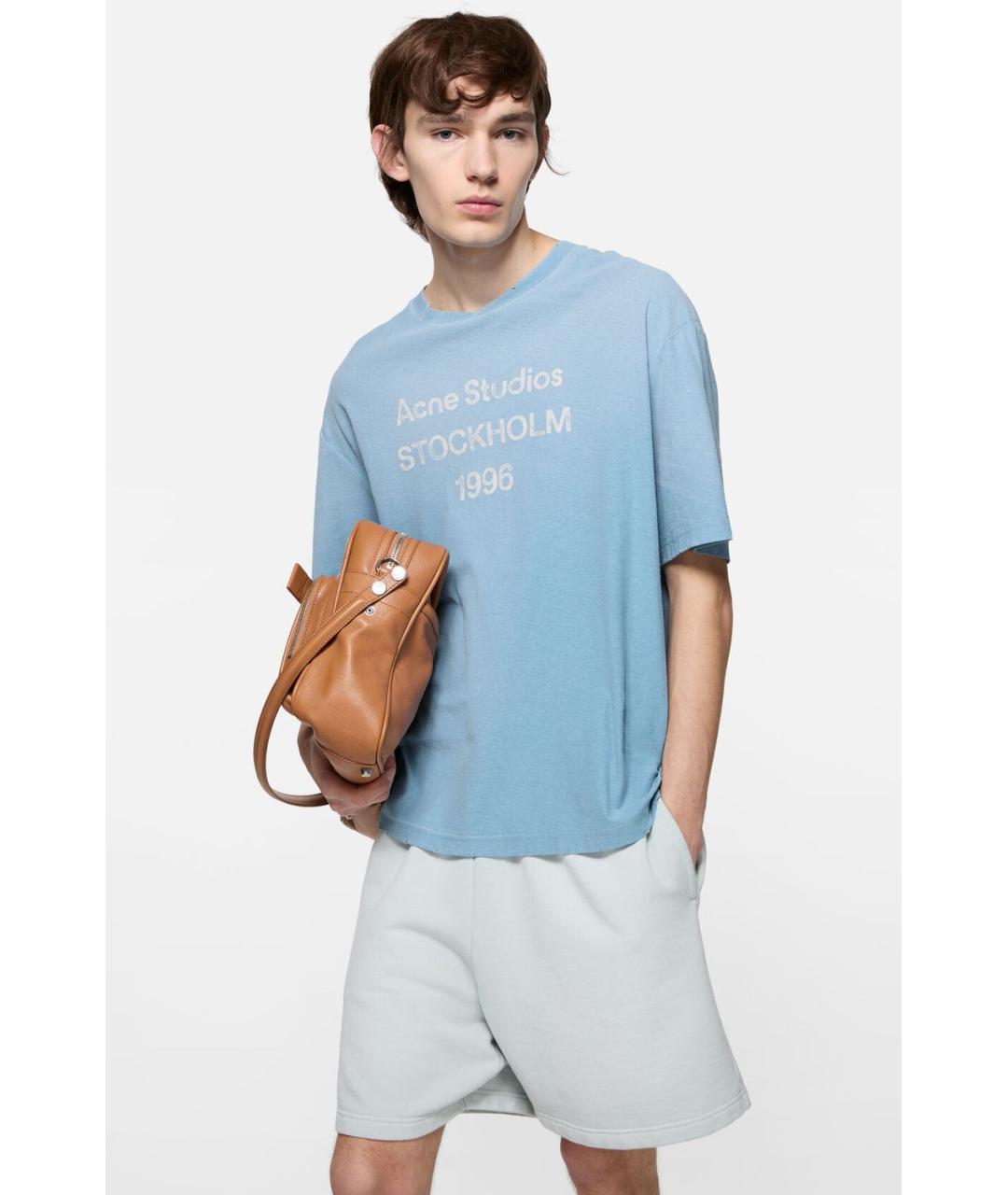 ACNE STUDIOS Голубая хлопковая футболка, фото 3