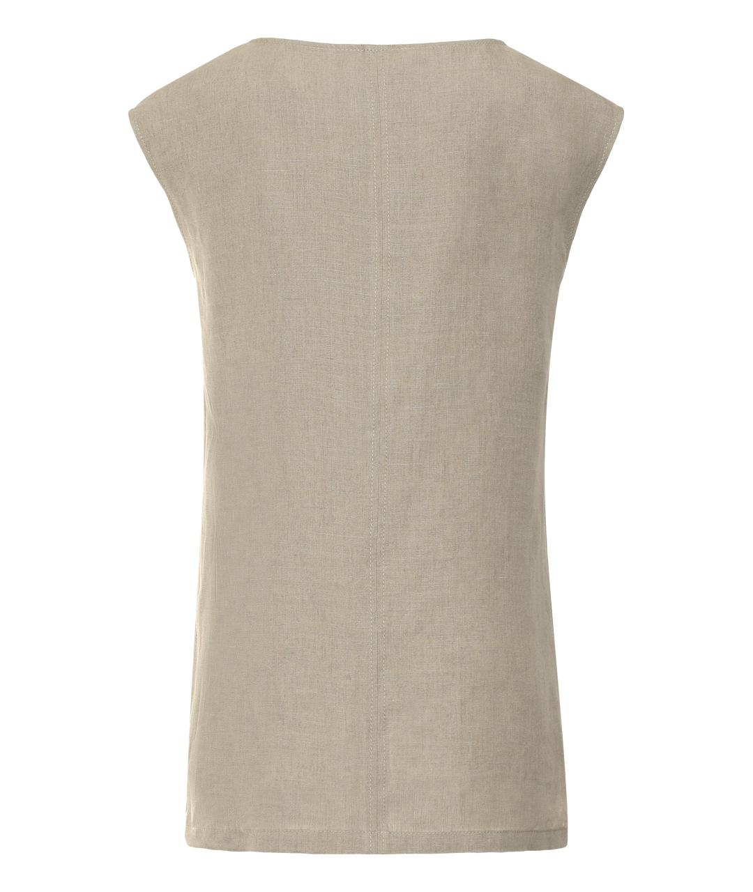 MAX MARA Бежевая льняная футболка, фото 2