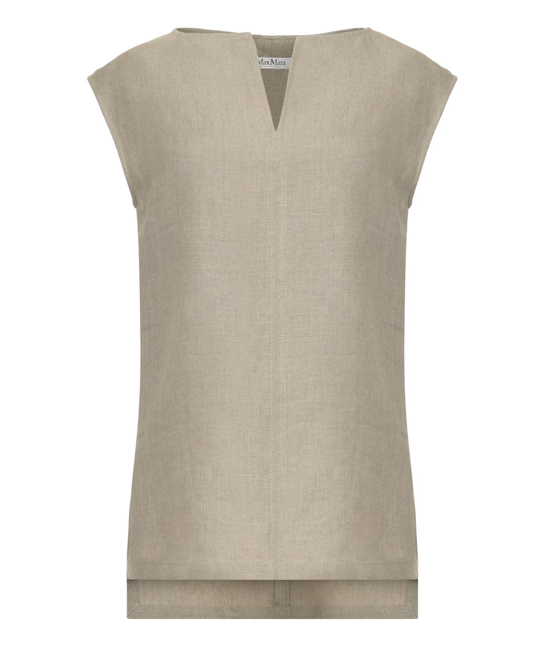 MAX MARA Бежевая льняная футболка, фото 1
