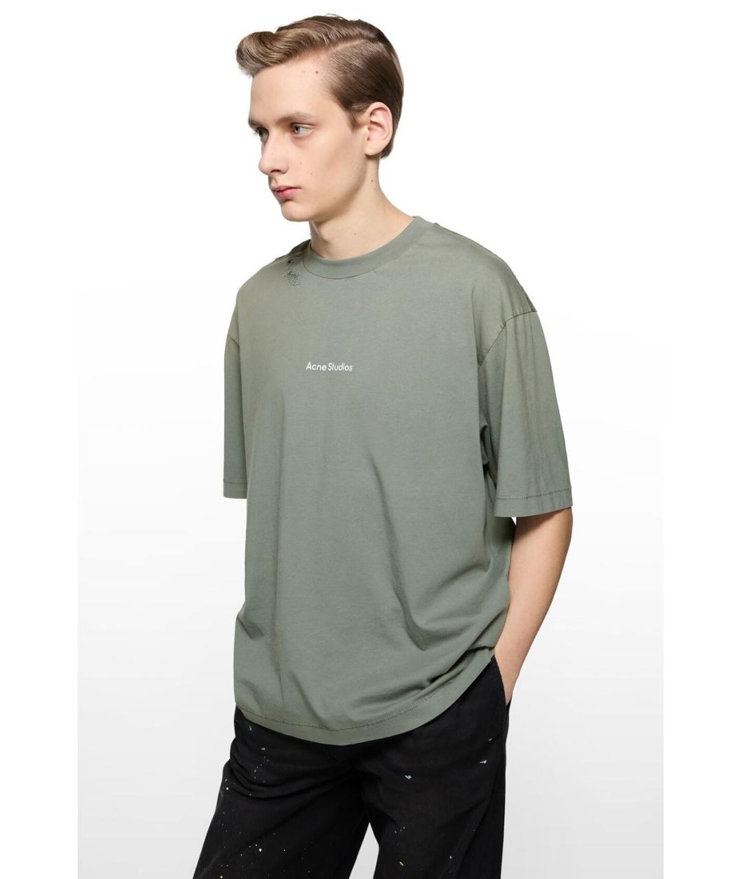 ACNE STUDIOS Серая хлопковая футболка, фото 3