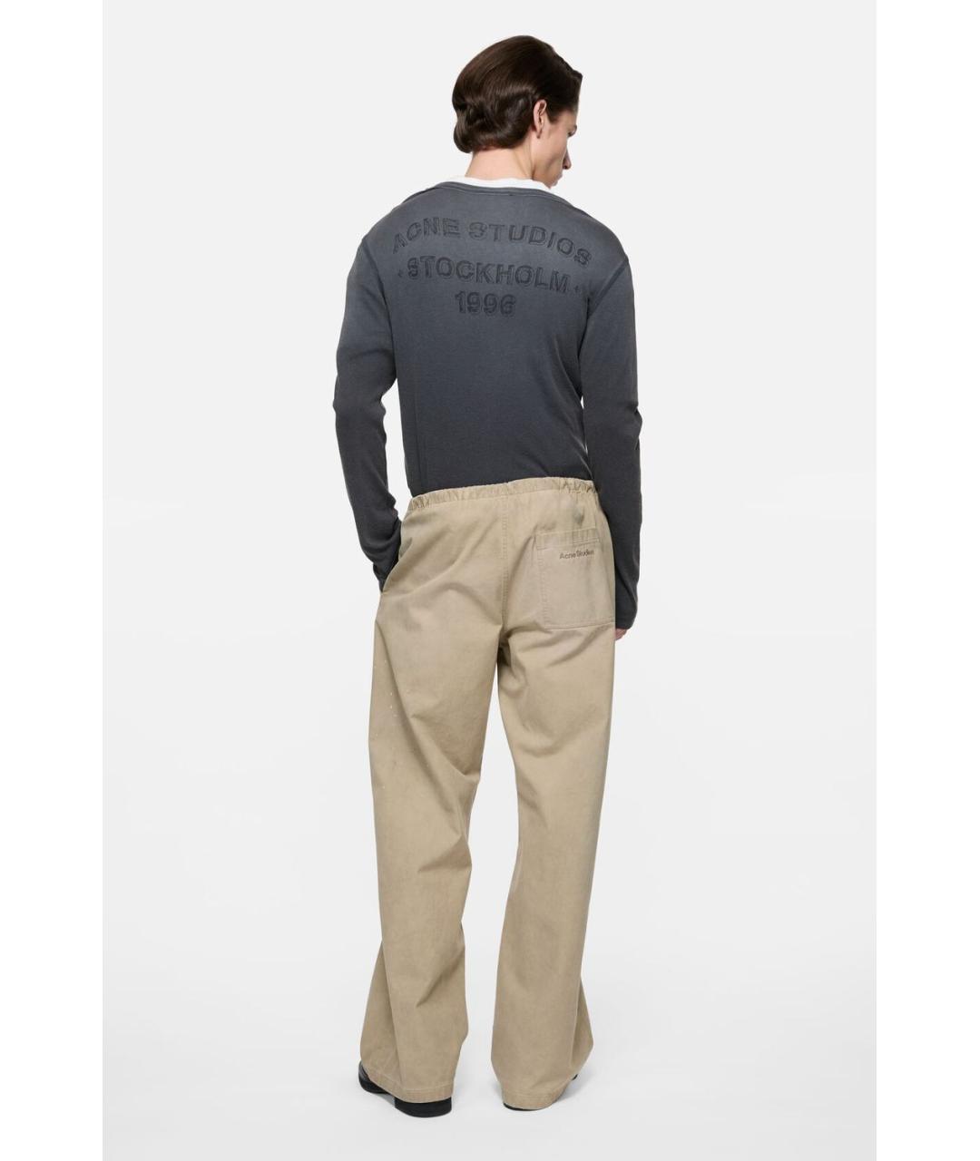 ACNE STUDIOS Бежевые хлопковые повседневные брюки, фото 5