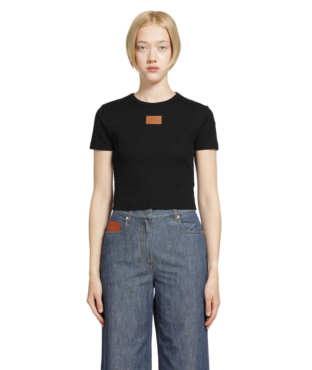 FENDI Черная хлопковая футболка, фото 3