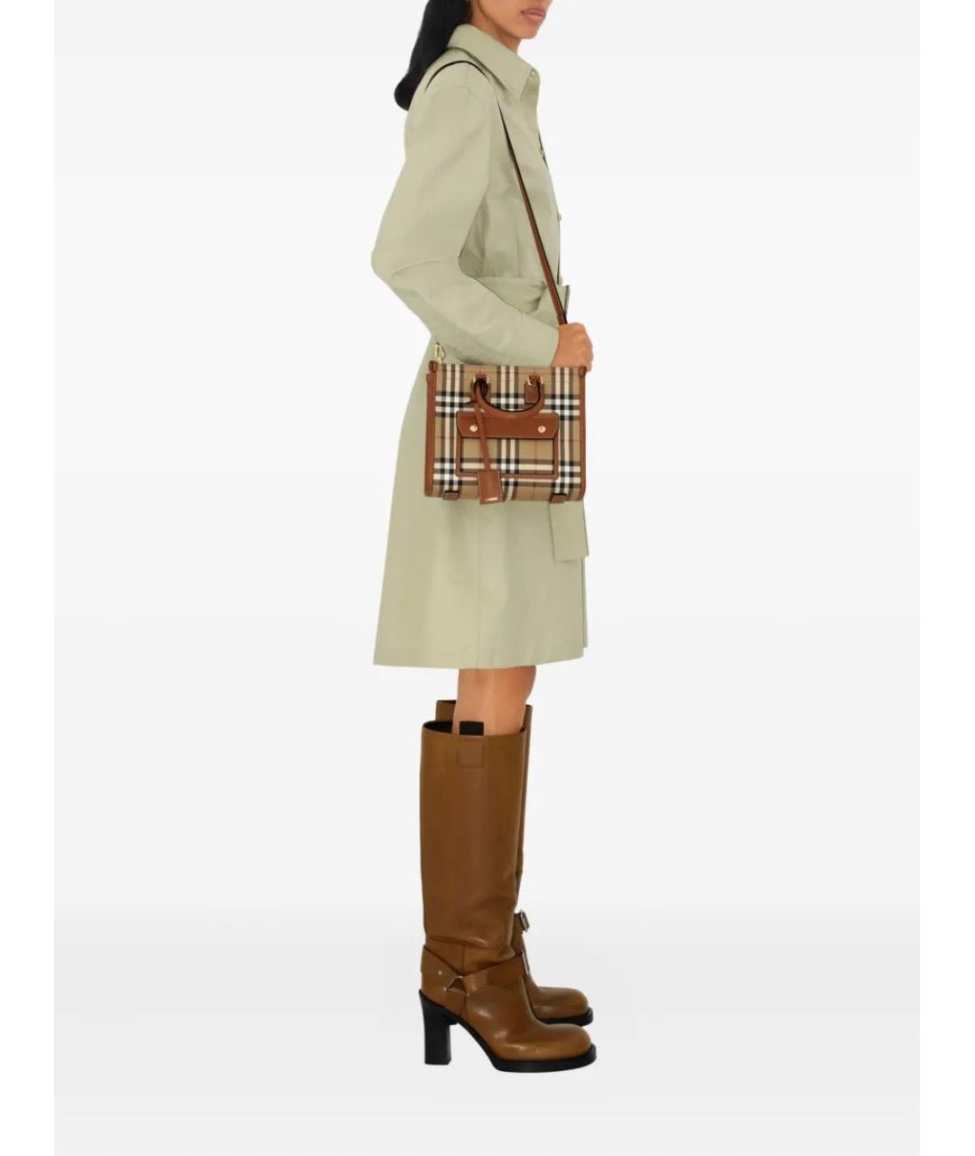 BURBERRY Коричневая сумка тоут из искусственной кожи, фото 3