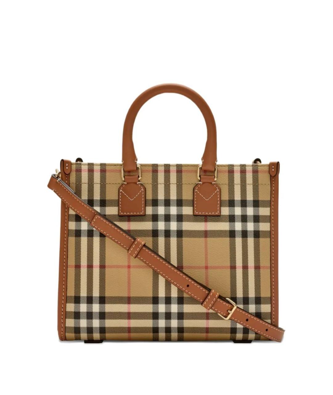 BURBERRY Коричневая сумка тоут из искусственной кожи, фото 4