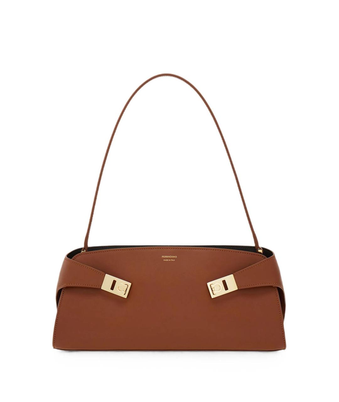 FERRAGAMO Коричневая кожаная сумка через плечо, фото 1