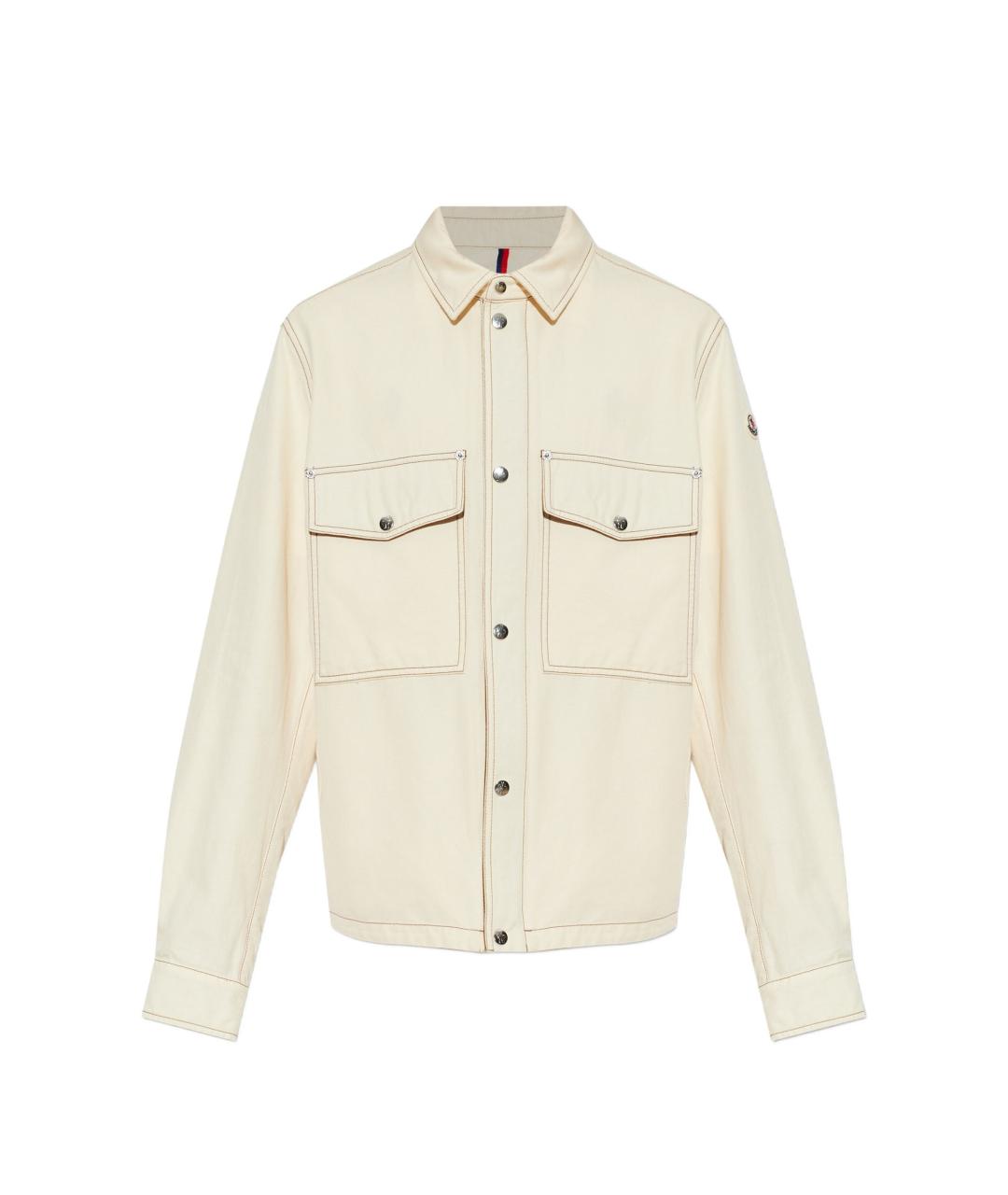 MONCLER Бежевая хлопковая кэжуал рубашка, фото 1