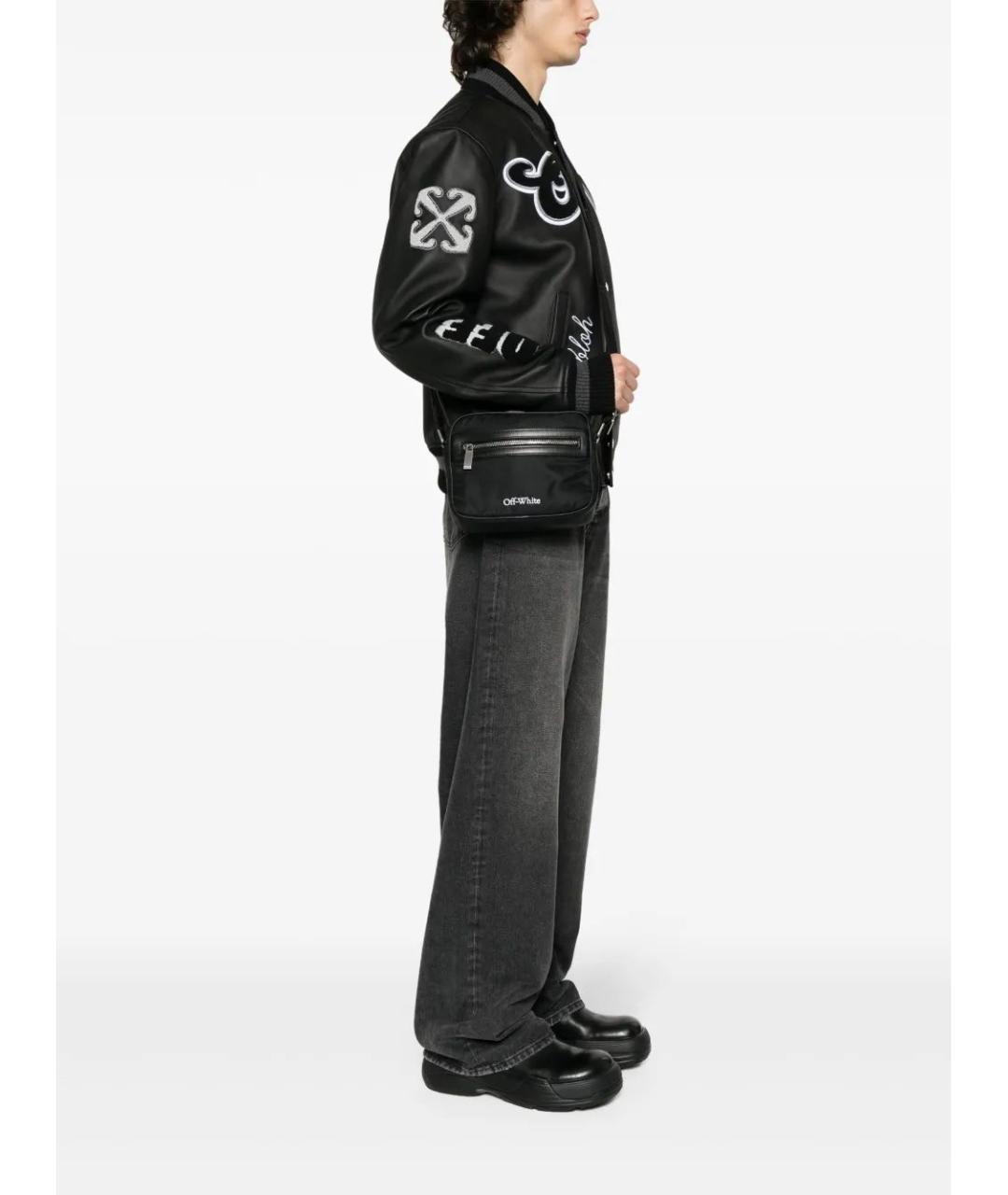 OFF-WHITE Черная синтетическая сумка на плечо, фото 2
