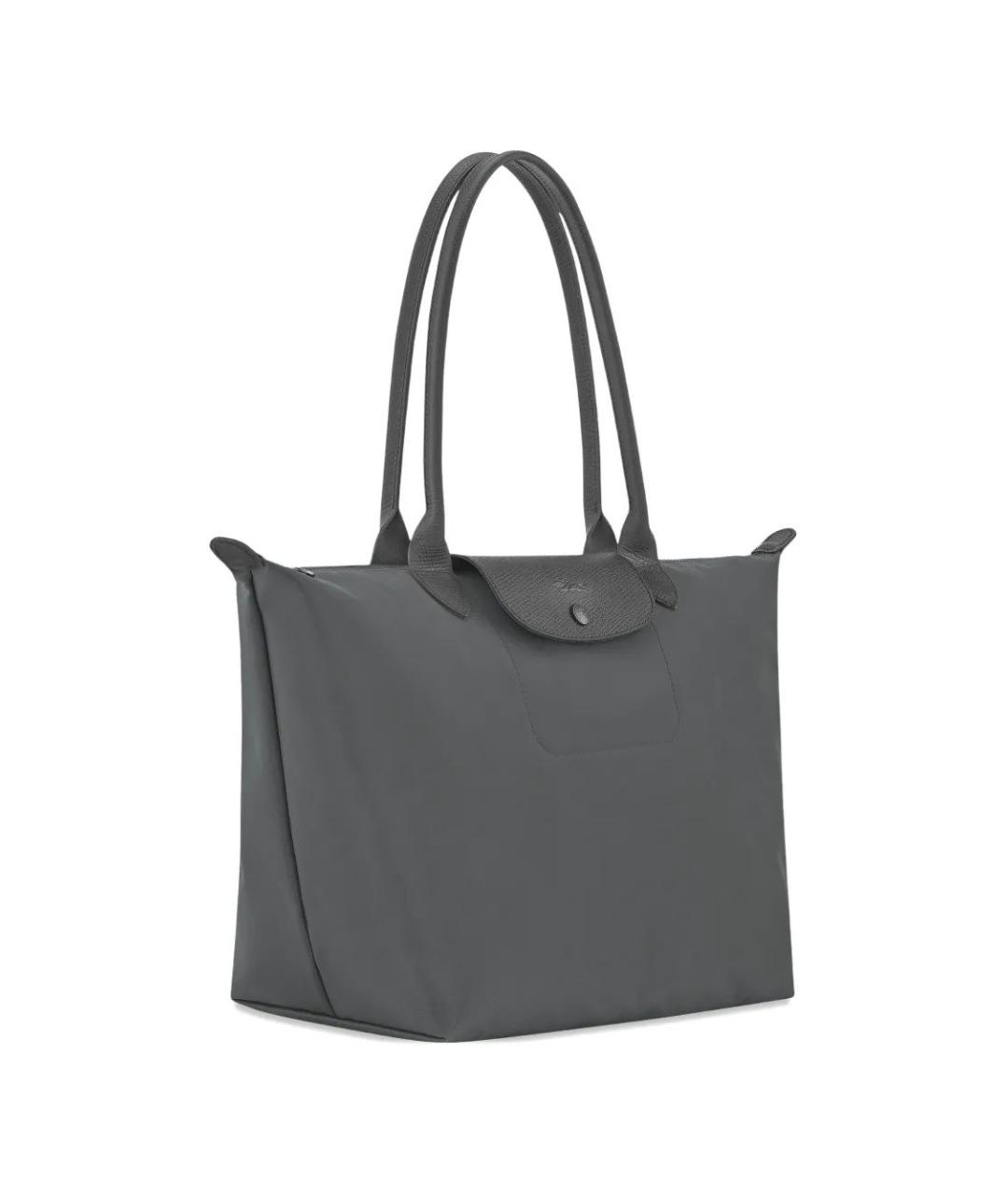 LONGCHAMP Серая синтетическая сумка с короткими ручками, фото 3