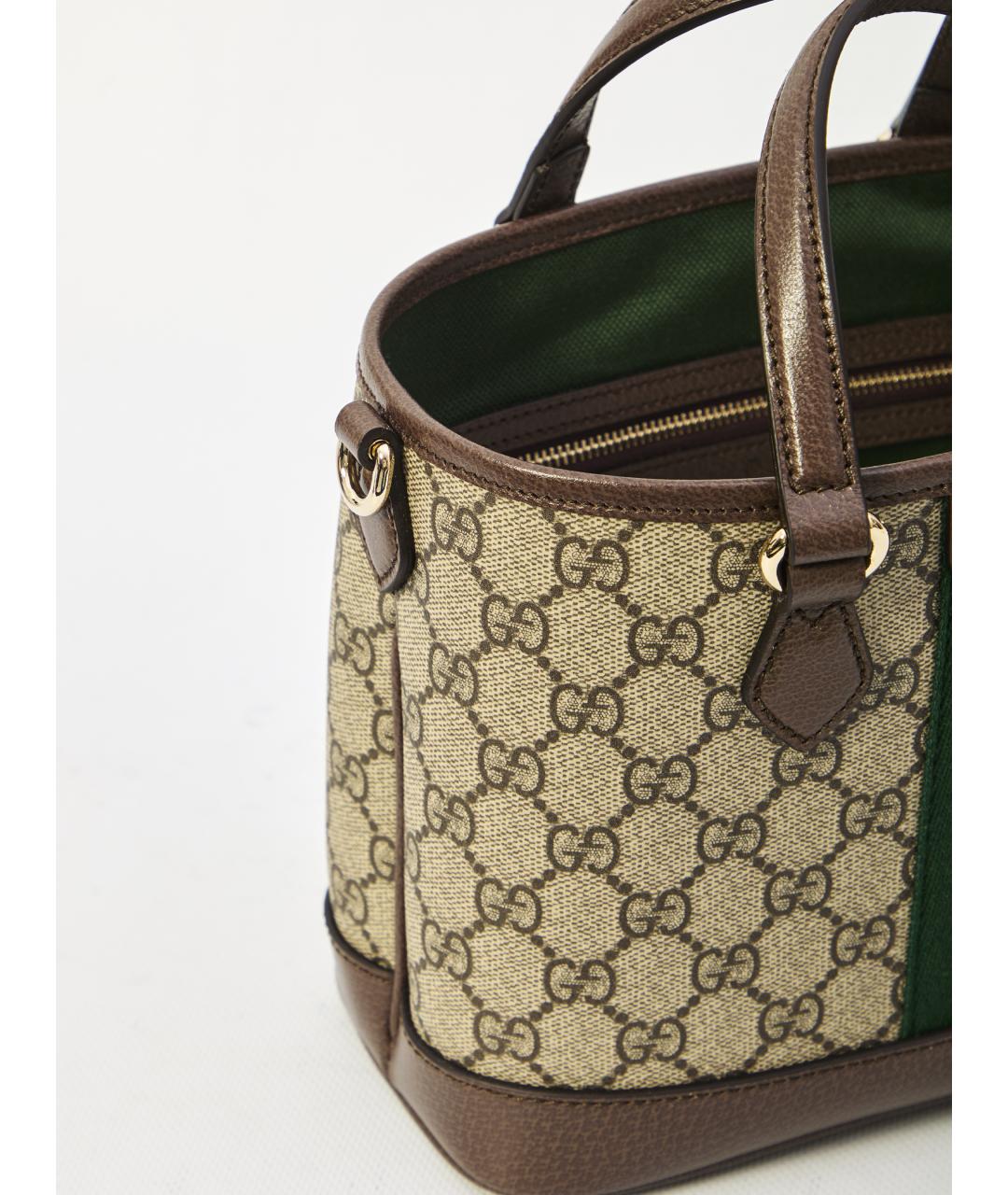 GUCCI Бежевая тканевая сумка с короткими ручками, фото 4