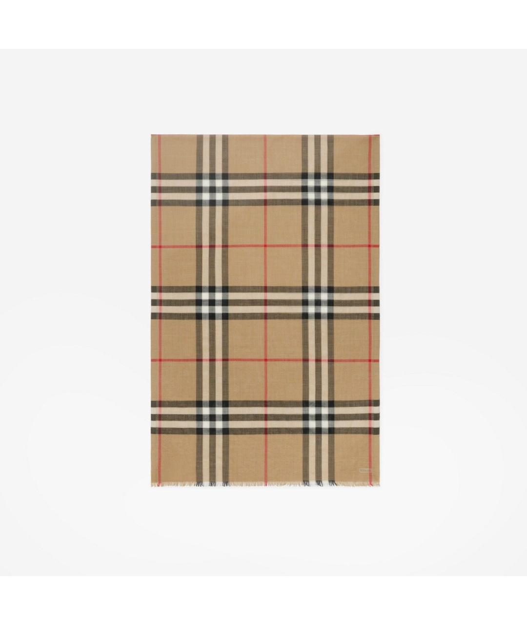 BURBERRY Бежевый шерстяной шарф, фото 6