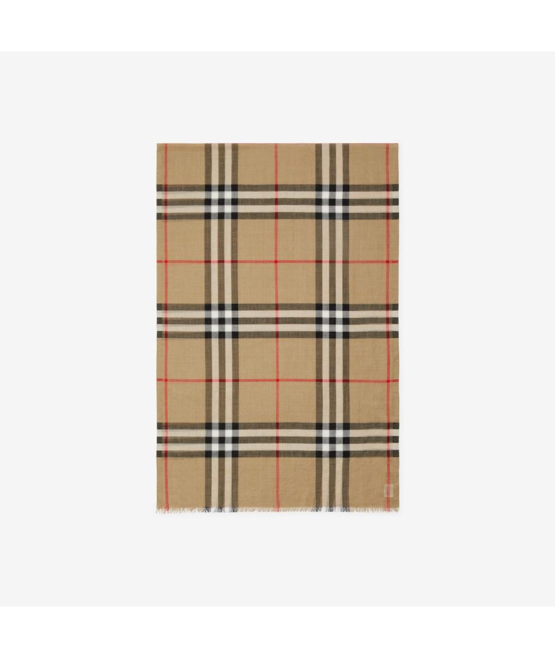 BURBERRY Бежевый шерстяной шарф, фото 3