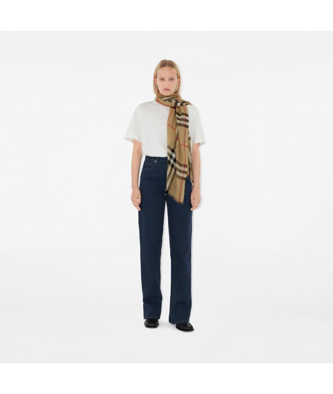 BURBERRY Бежевый шерстяной шарф, фото 5