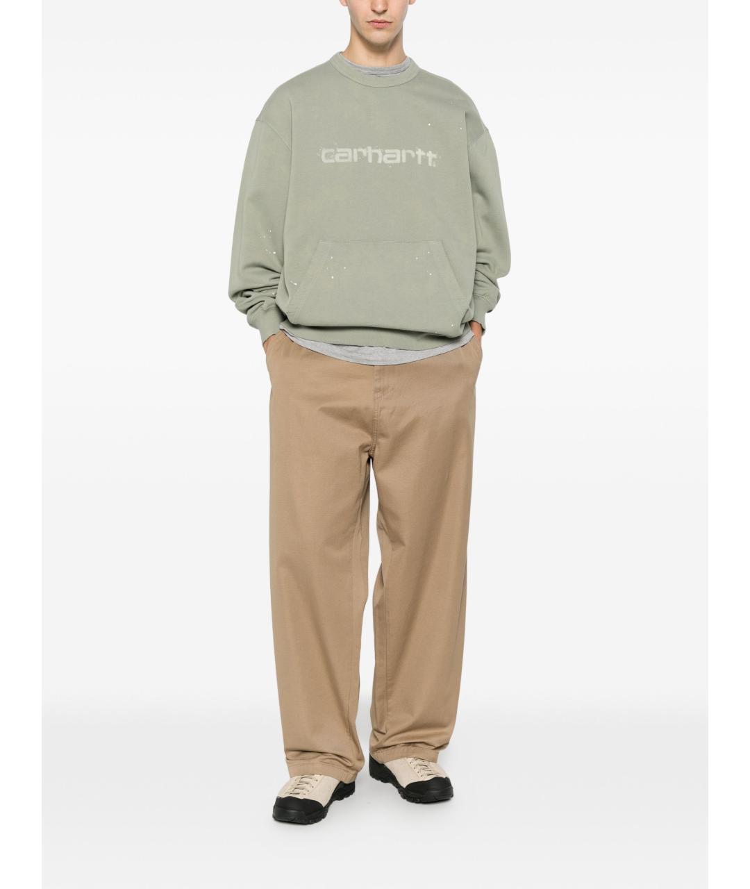 CARHARTT WIP Бирюзовые хлопковые повседневные брюки, фото 3