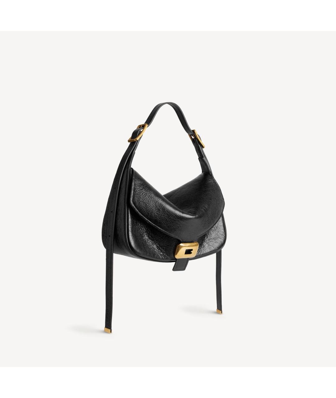 BALENCIAGA Черная кожаная сумка через плечо, фото 2