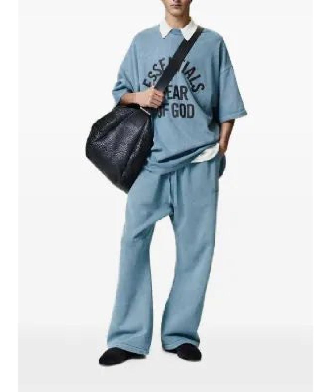 FEAR OF GOD ESSENTIALS Голубая хлопковая футболка, фото 2