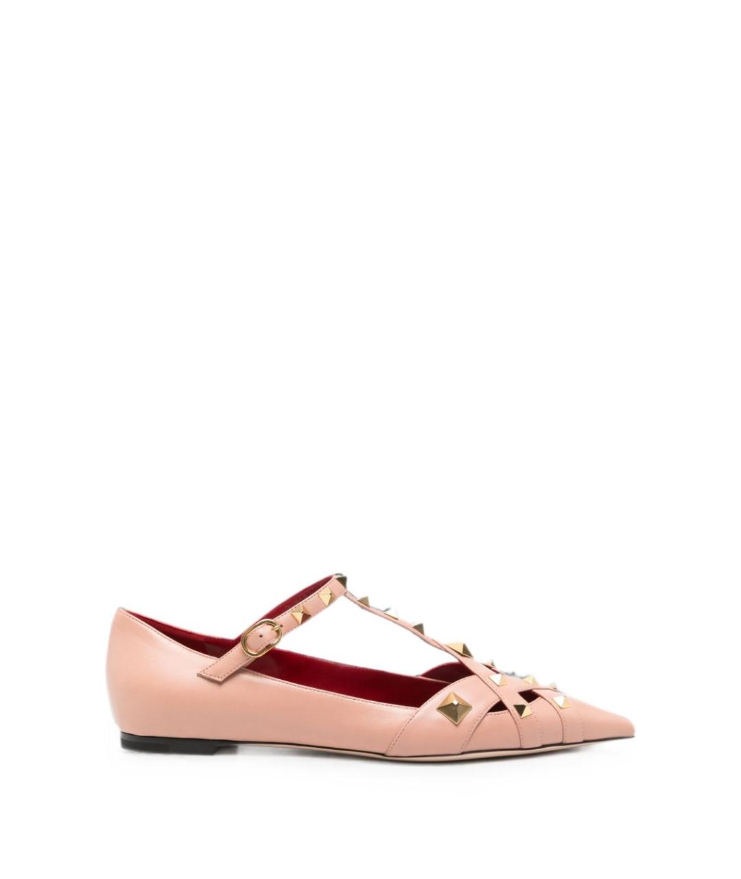 VALENTINO Розовые кожаные балетки, фото 1