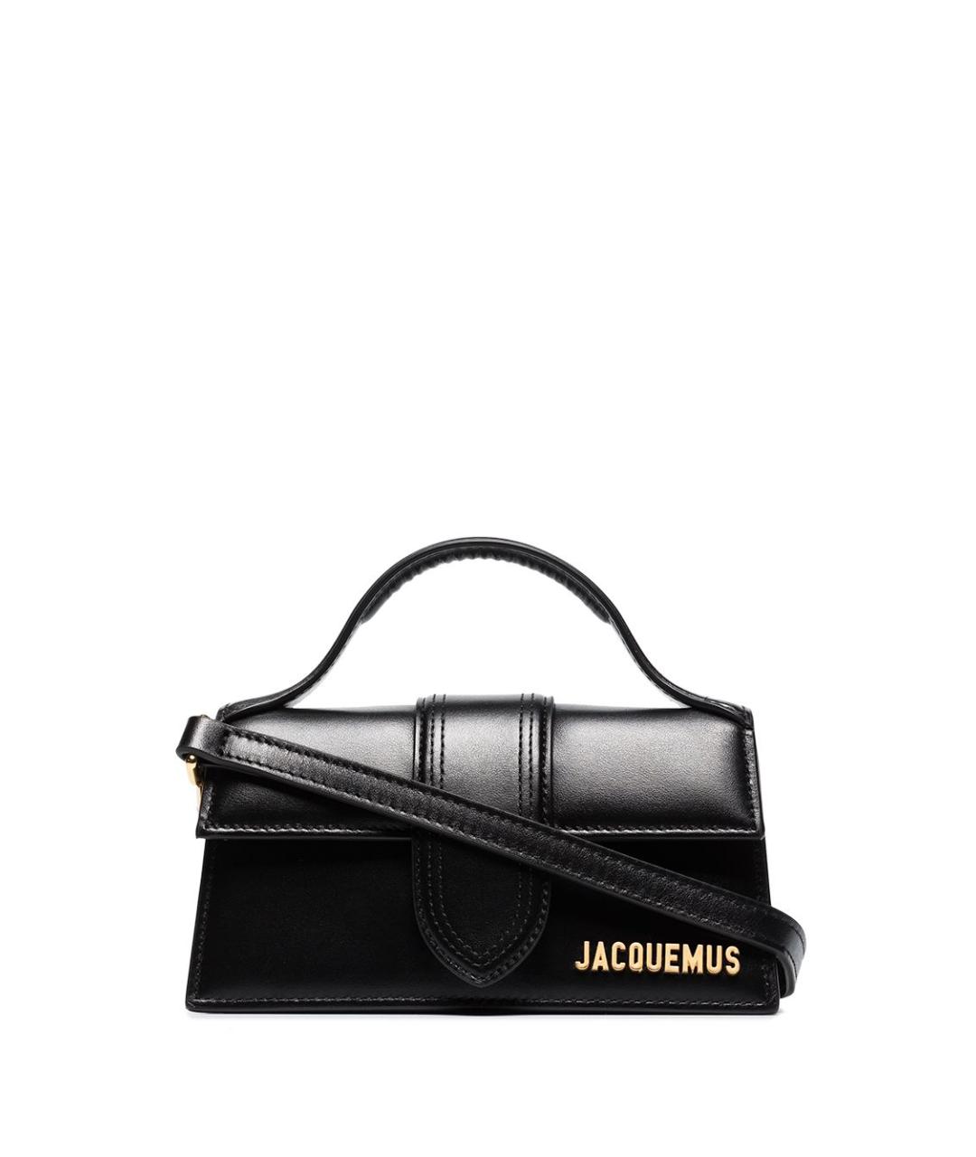 JACQUEMUS Черная кожаная сумка с короткими ручками, фото 1