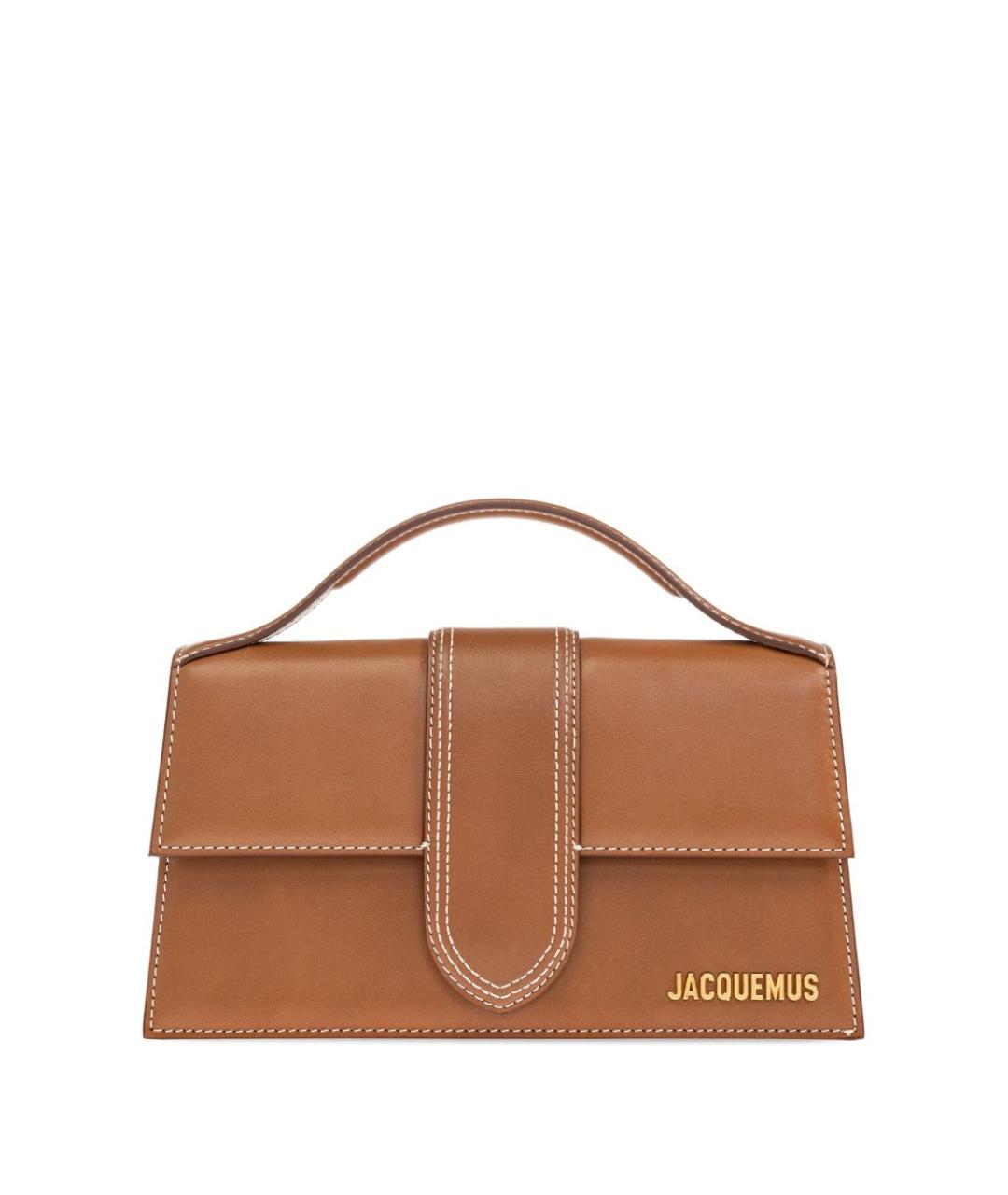JACQUEMUS Коричневая кожаная сумка с короткими ручками, фото 1