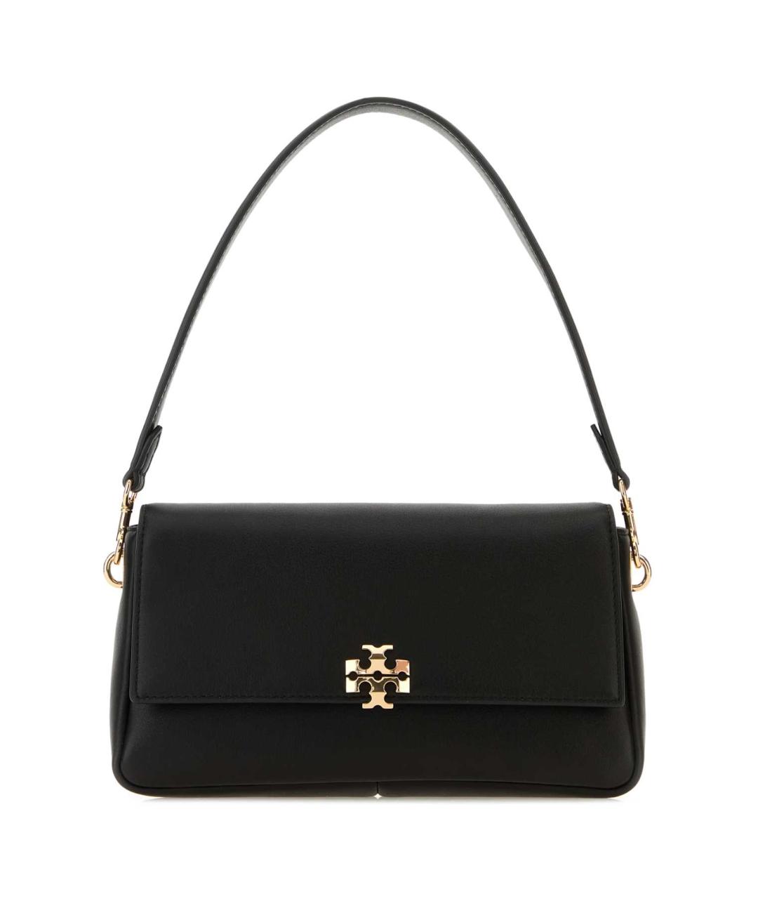 TORY BURCH Черная кожаная сумка с короткими ручками, фото 1