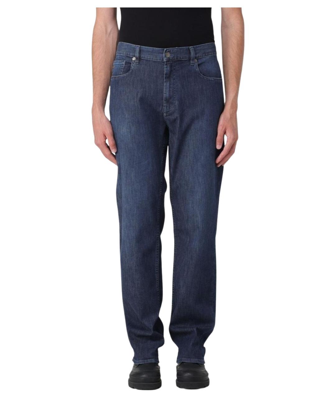 EMPORIO ARMANI Синие хлопковые прямые джинсы, фото 1