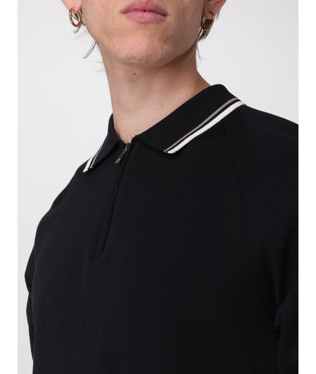 ARMANI EXCHANGE Черное хлопковое поло с коротким рукавом, фото 3