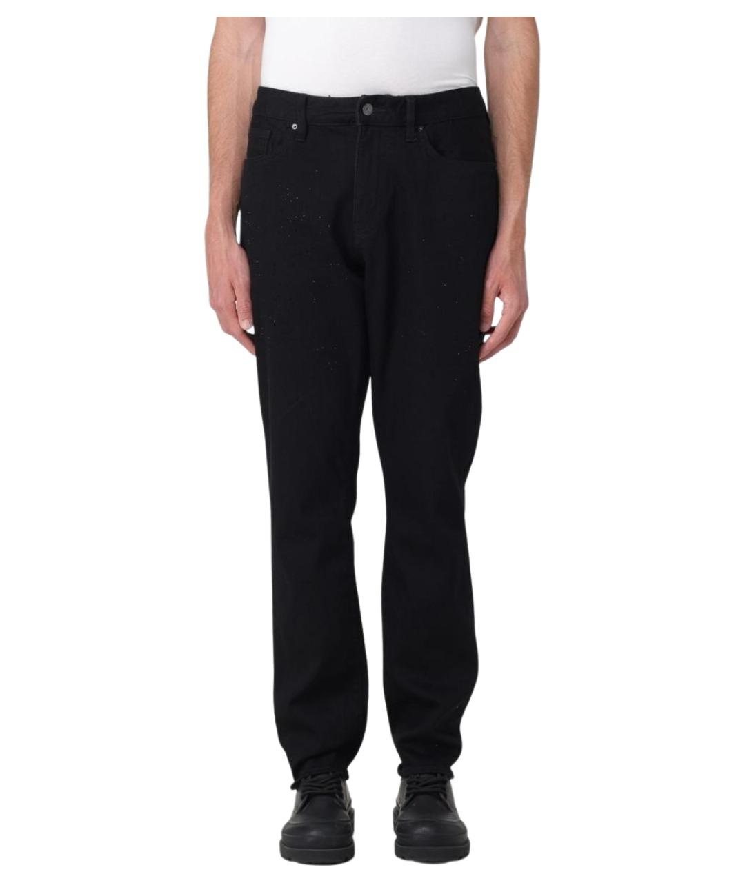 ARMANI EXCHANGE Черные хлопко-эластановые прямые джинсы, фото 1