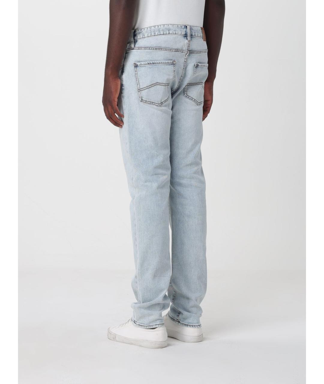 ARMANI EXCHANGE Голубые хлопковые прямые джинсы, фото 2