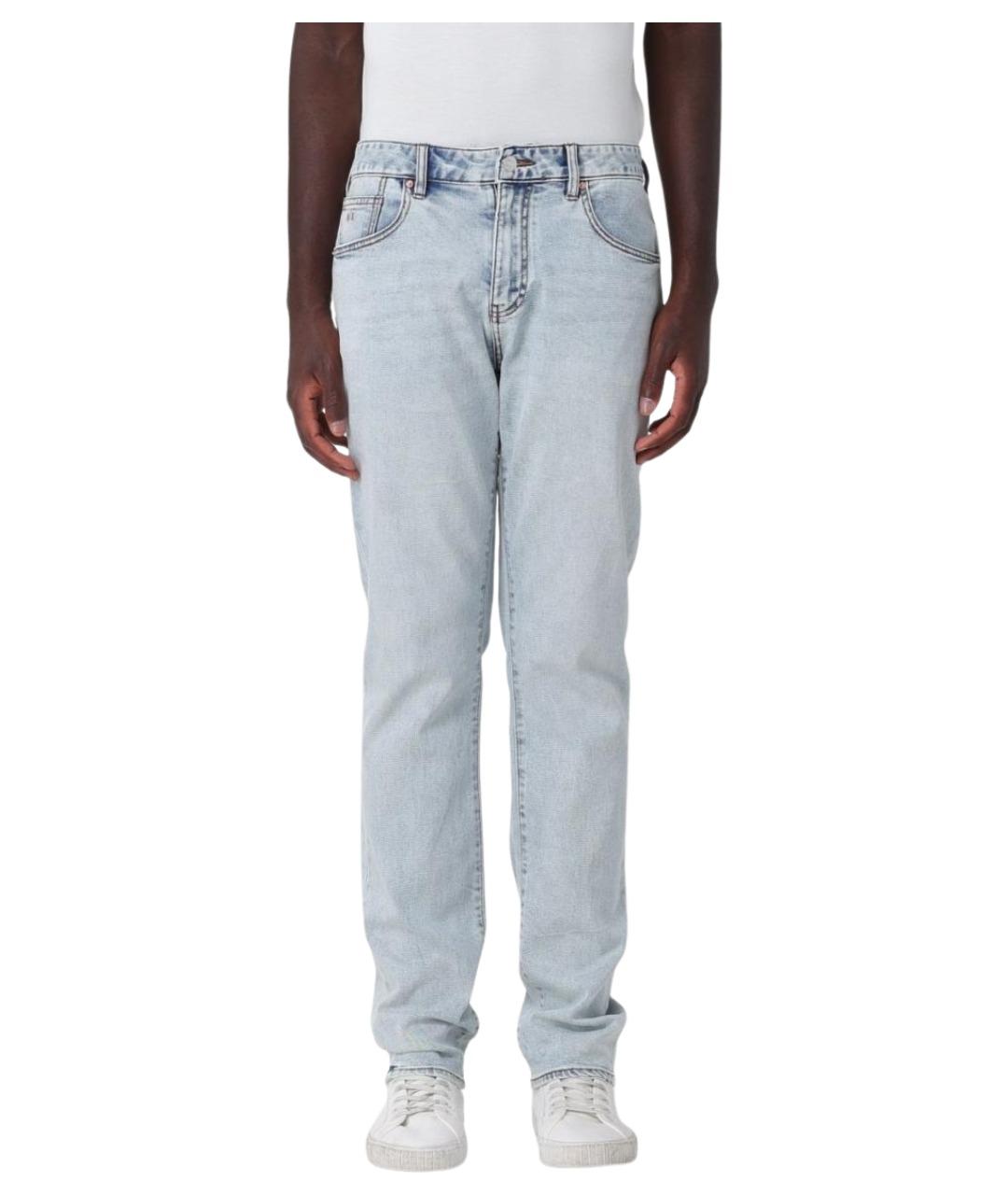 ARMANI EXCHANGE Голубые хлопковые прямые джинсы, фото 1