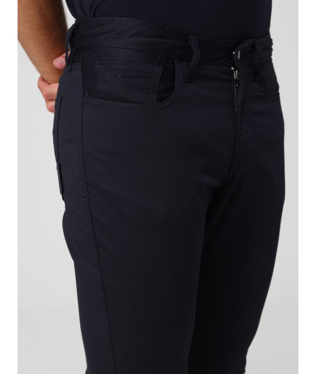 ARMANI EXCHANGE Синие хлопко-эластановые повседневные брюки, фото 3