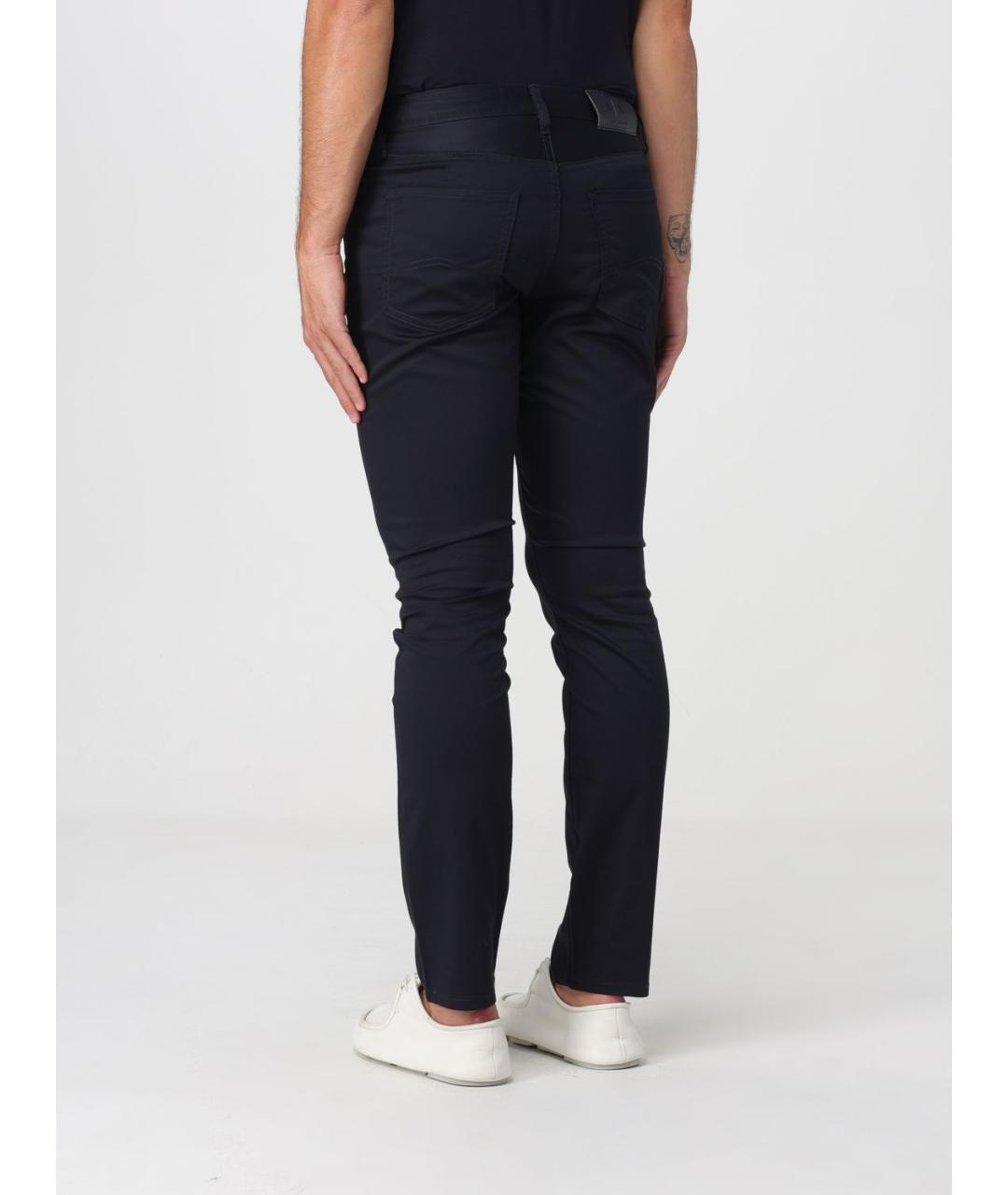 ARMANI EXCHANGE Синие хлопко-эластановые повседневные брюки, фото 2
