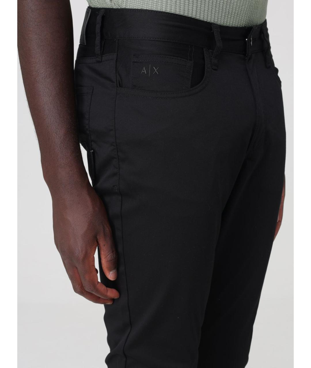 ARMANI EXCHANGE Черные хлопко-эластановые повседневные брюки, фото 3