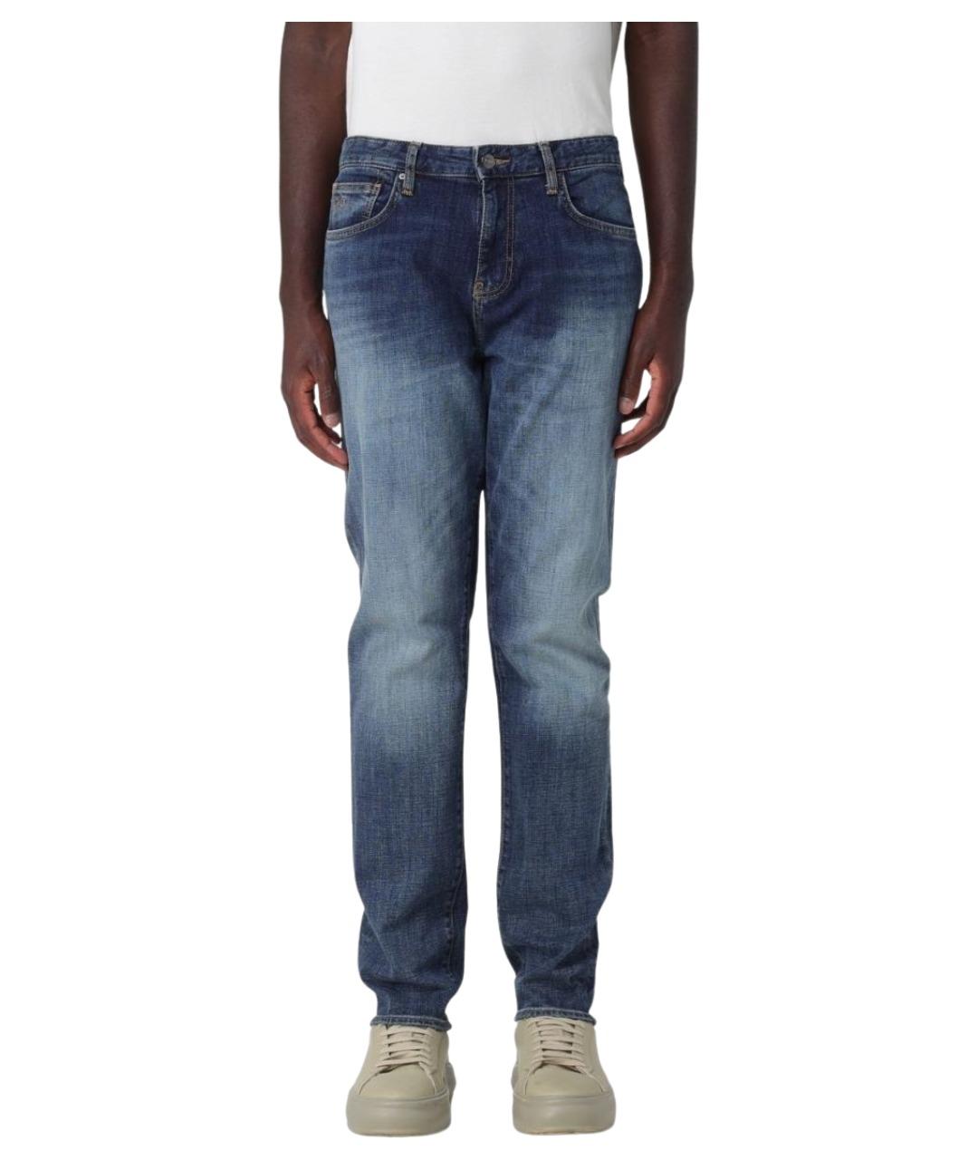 ARMANI EXCHANGE Синие хлопко-эластановые прямые джинсы, фото 1