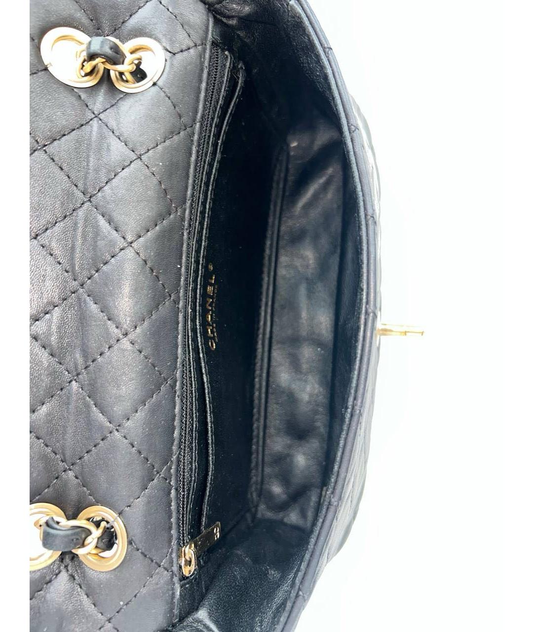 CHANEL Черная кожаная сумка с короткими ручками, фото 4