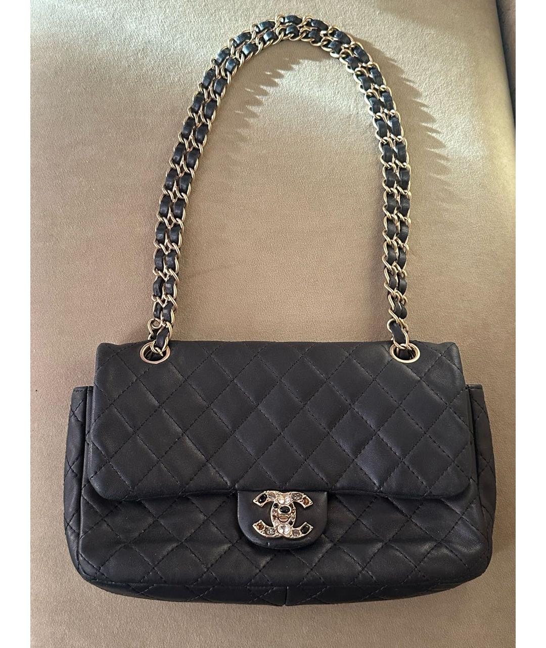 CHANEL Черная кожаная сумка с короткими ручками, фото 9