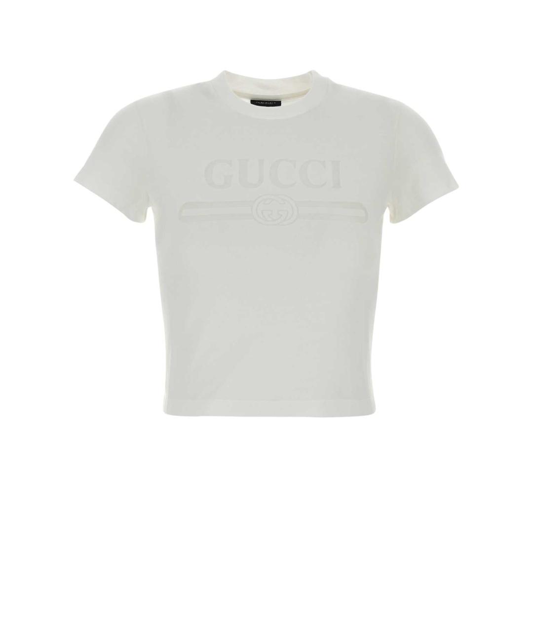 GUCCI Белая хлопко-эластановая футболка, фото 1