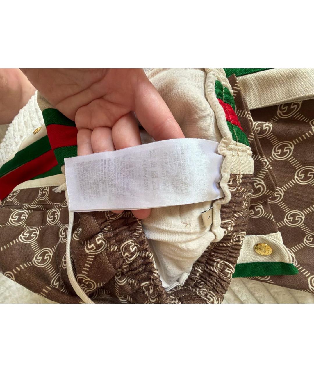 GUCCI Мульти хлопковые прямые брюки, фото 4
