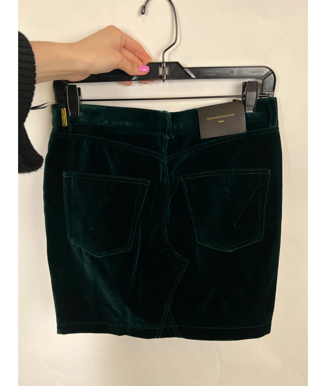 ALEXANDRE VAUTHIER Зеленая велюровая юбка мини, фото 2