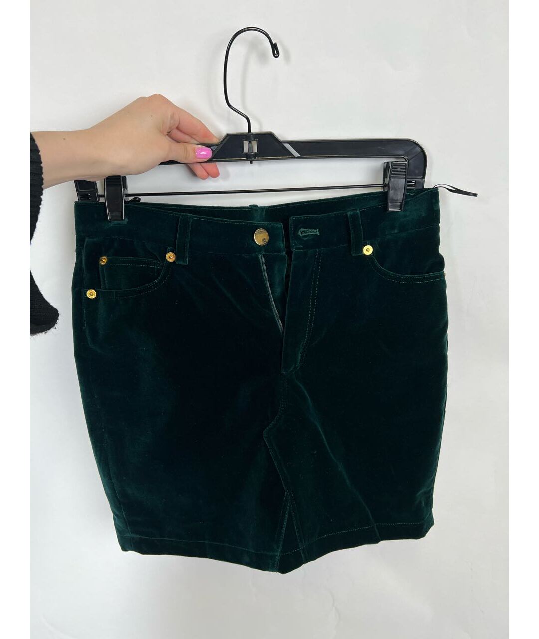 ALEXANDRE VAUTHIER Зеленая велюровая юбка мини, фото 5