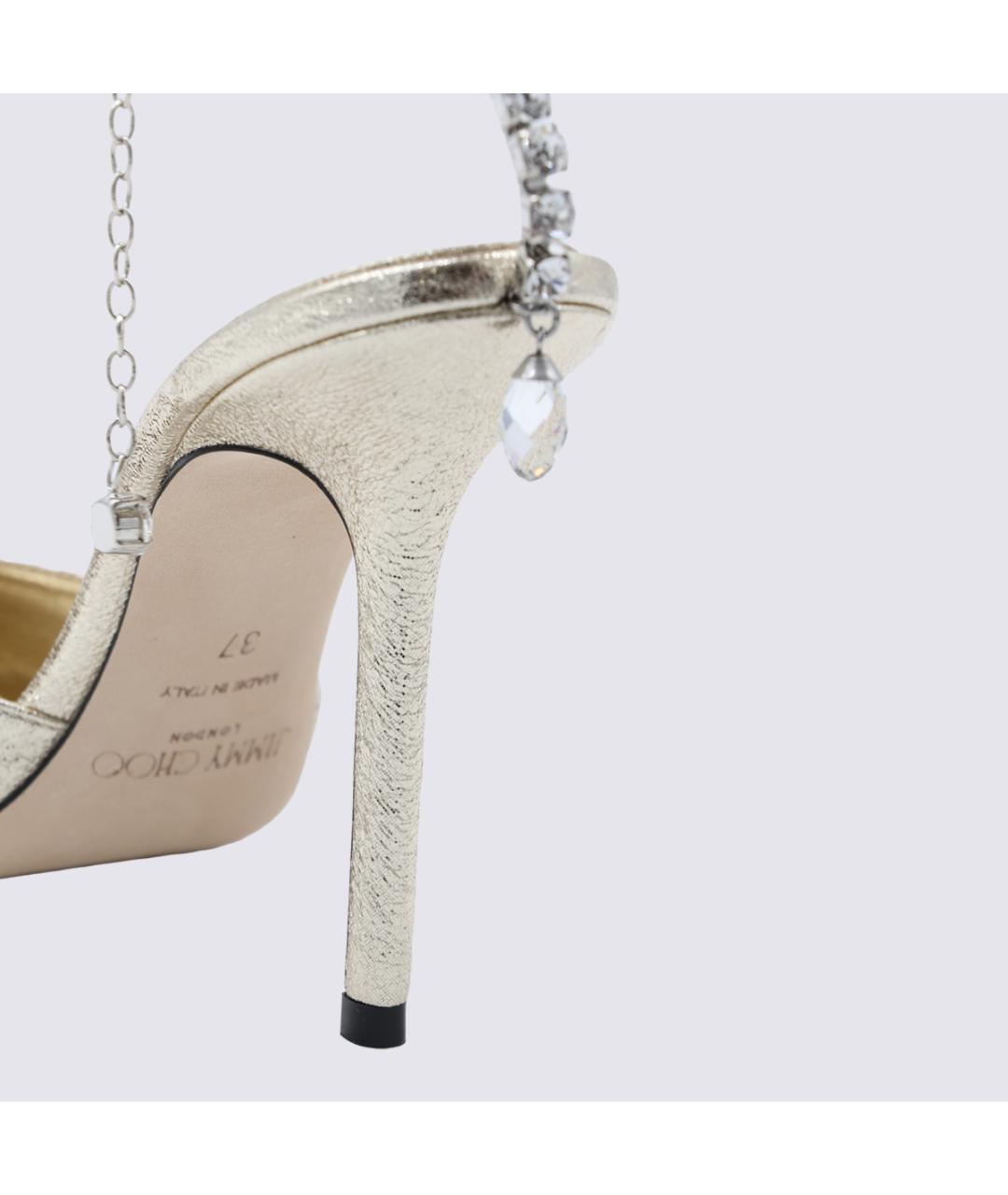 JIMMY CHOO Серебряные текстильные туфли, фото 4
