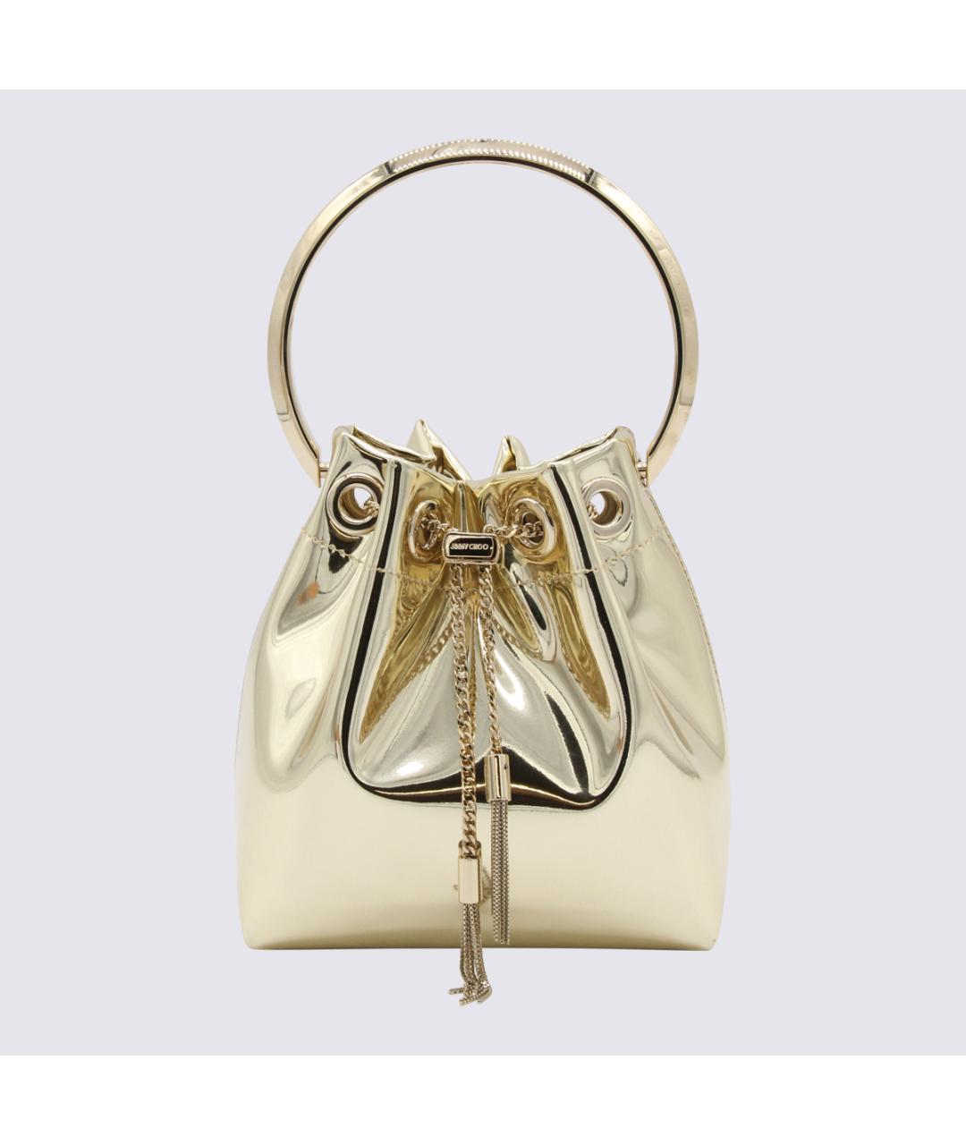 JIMMY CHOO Золотая синтетическая сумка с короткими ручками, фото 3