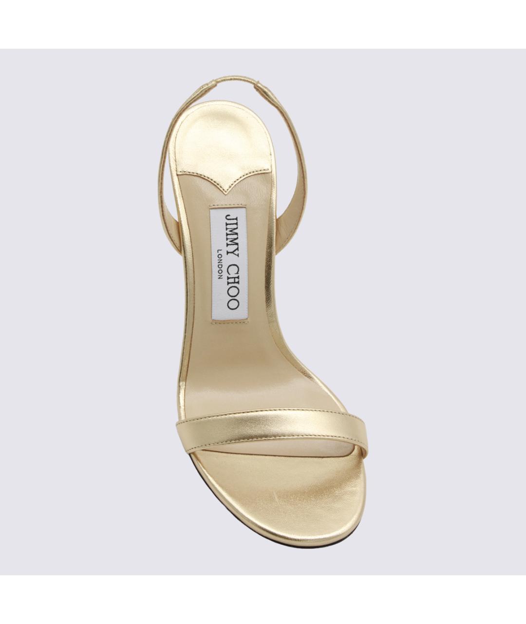 JIMMY CHOO Золотые кожаные босоножки, фото 4