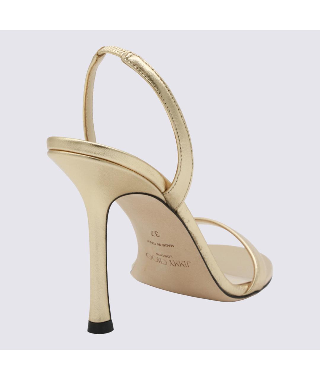 JIMMY CHOO Золотые кожаные босоножки, фото 3