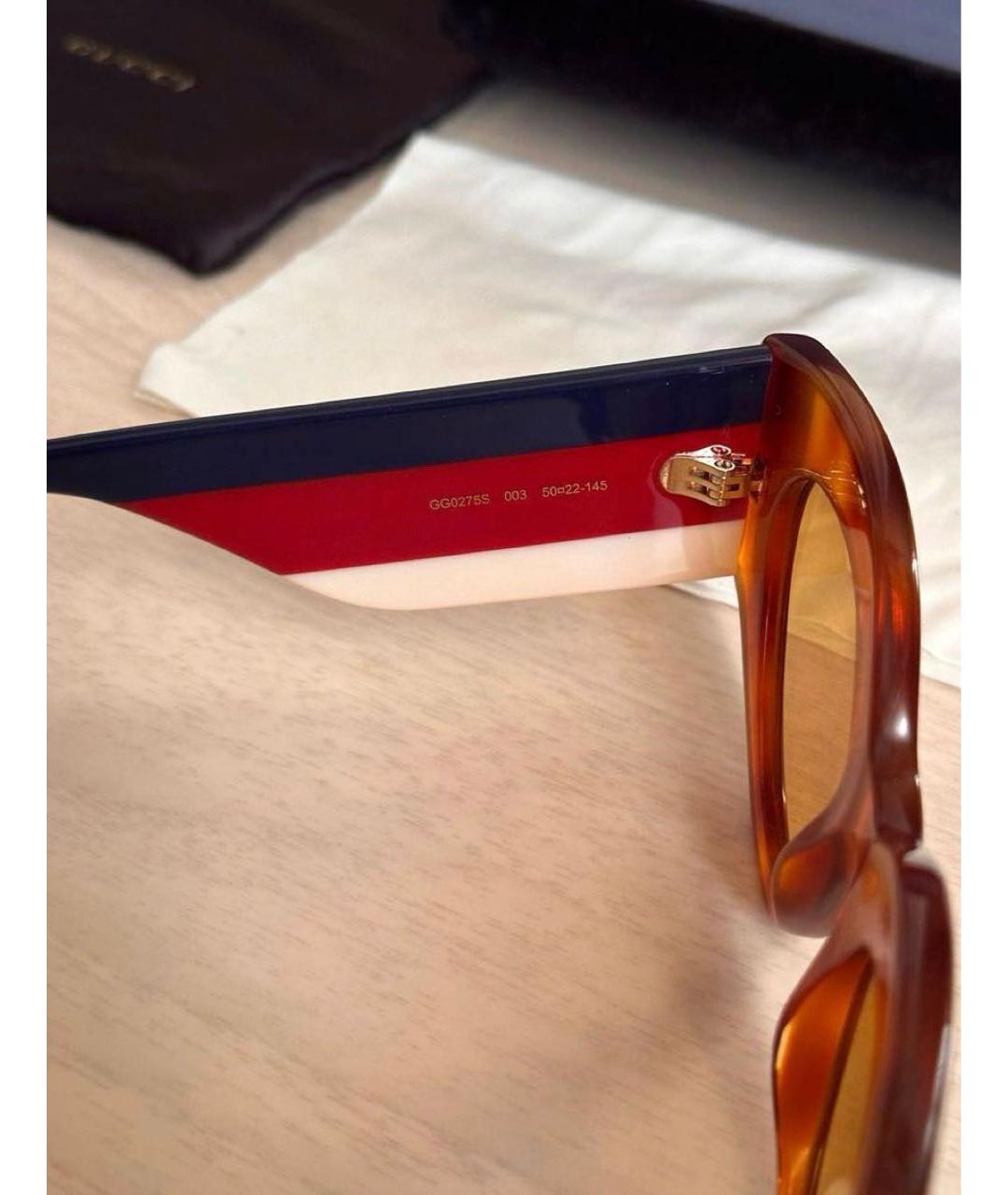 GUCCI Коричневые пластиковые солнцезащитные очки, фото 6