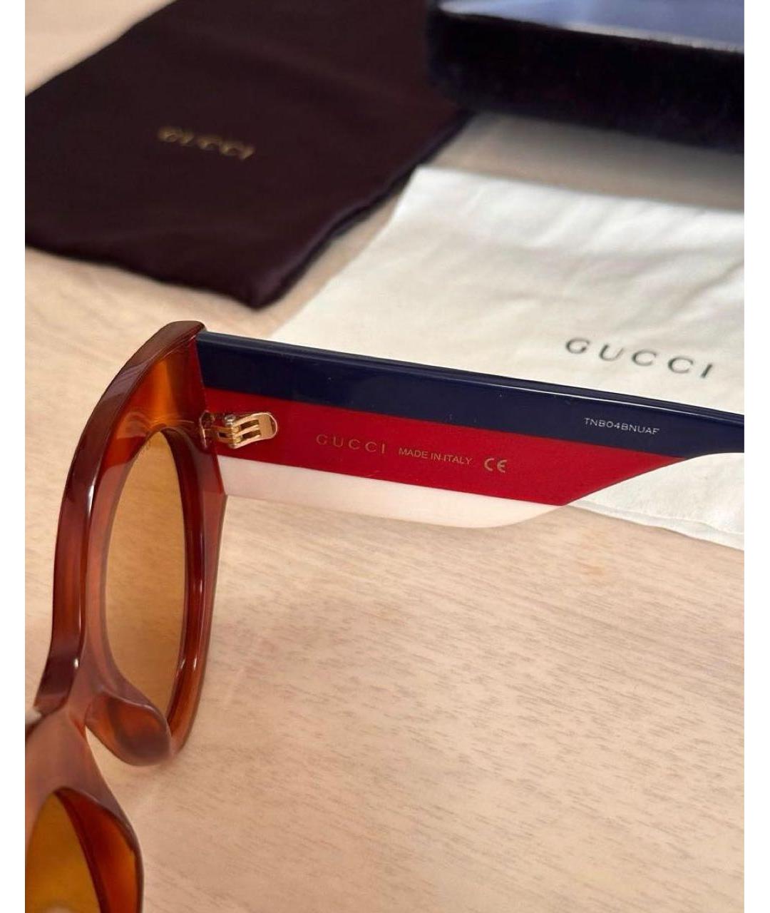 GUCCI Коричневые пластиковые солнцезащитные очки, фото 3