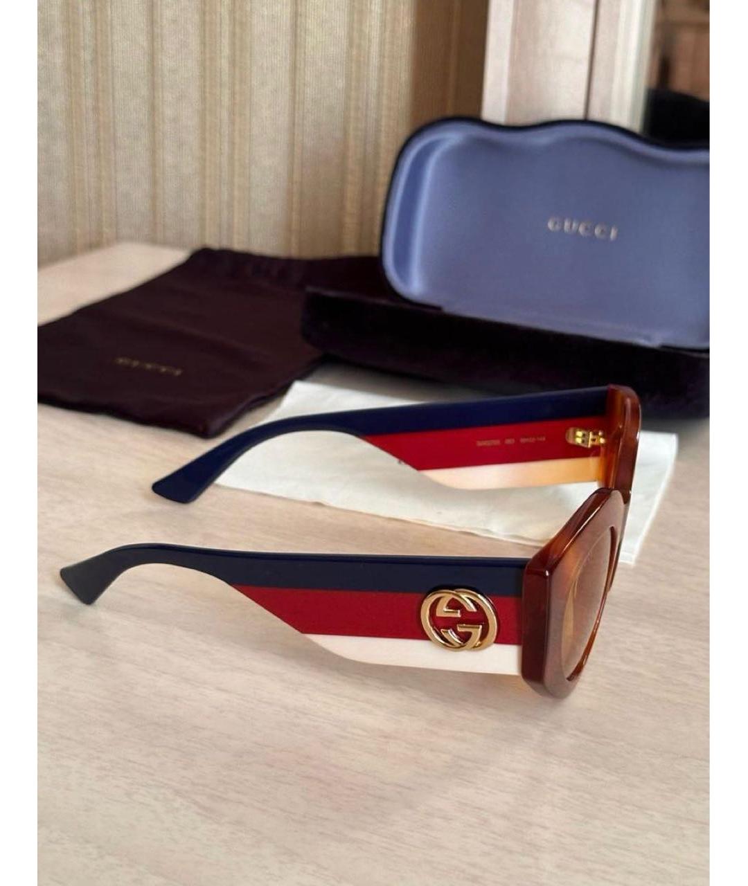GUCCI Коричневые пластиковые солнцезащитные очки, фото 2