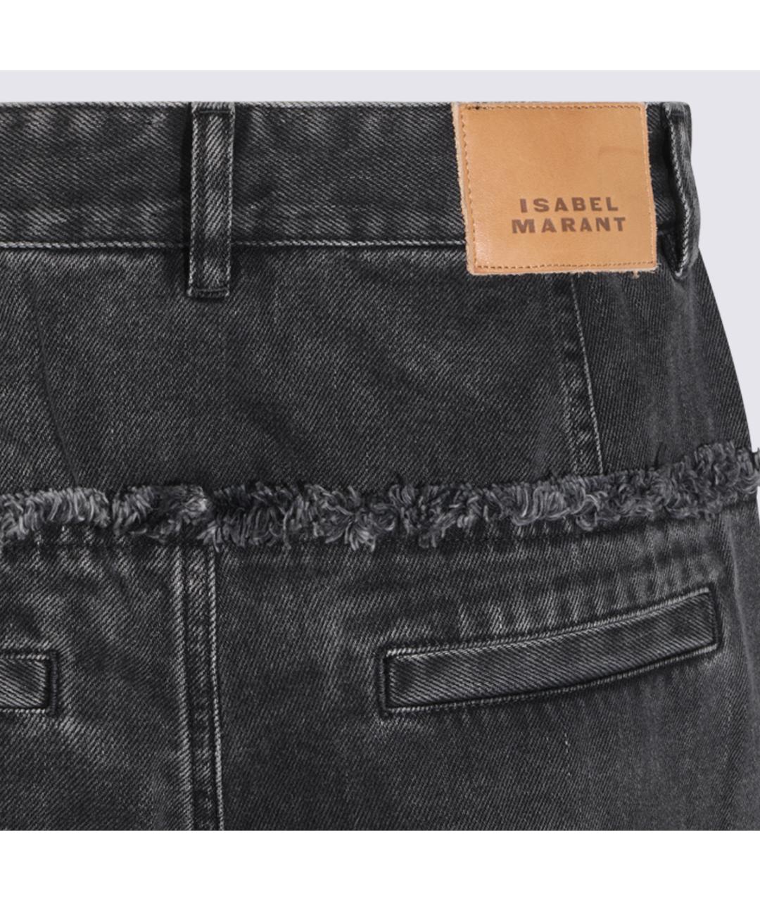 ISABEL MARANT ETOILE Черные хлопковые прямые джинсы, фото 4