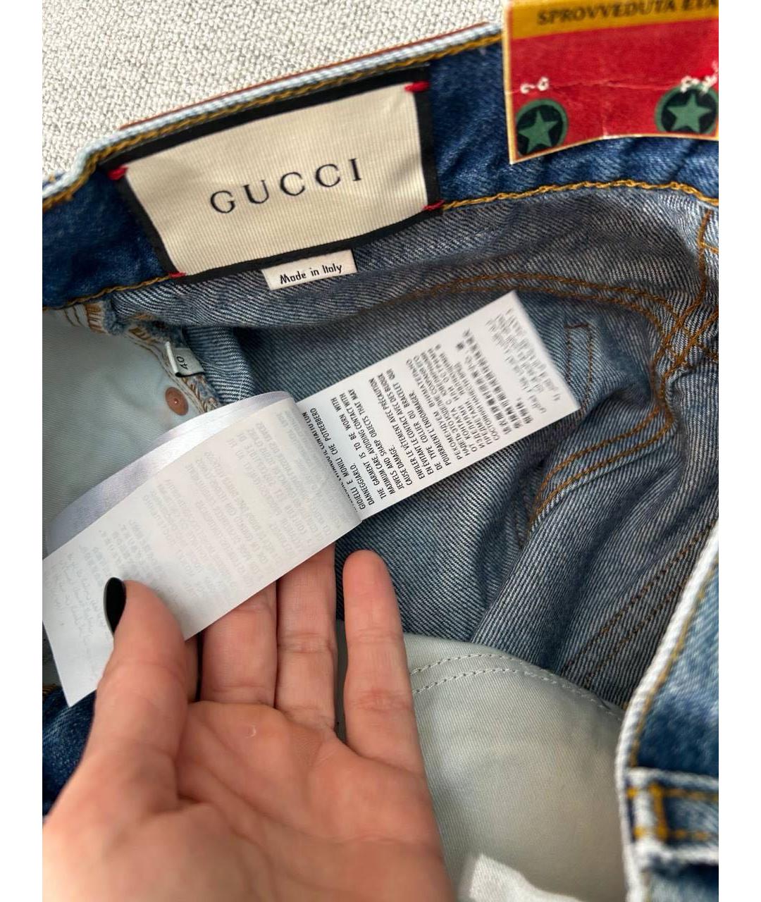 GUCCI Темно-синяя деним юбка мини, фото 3