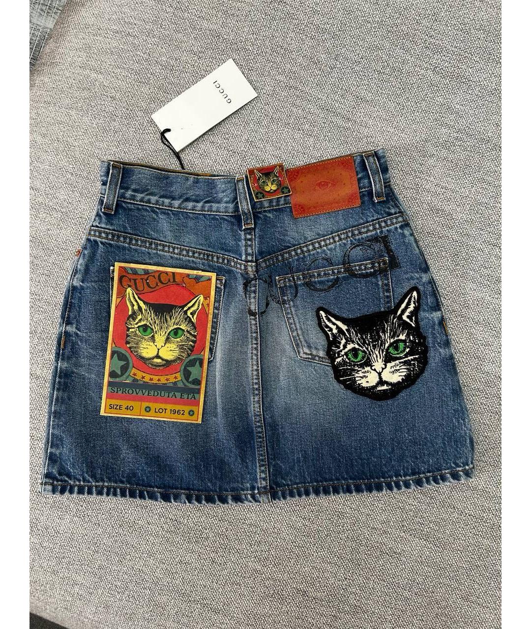 GUCCI Темно-синяя деним юбка мини, фото 2